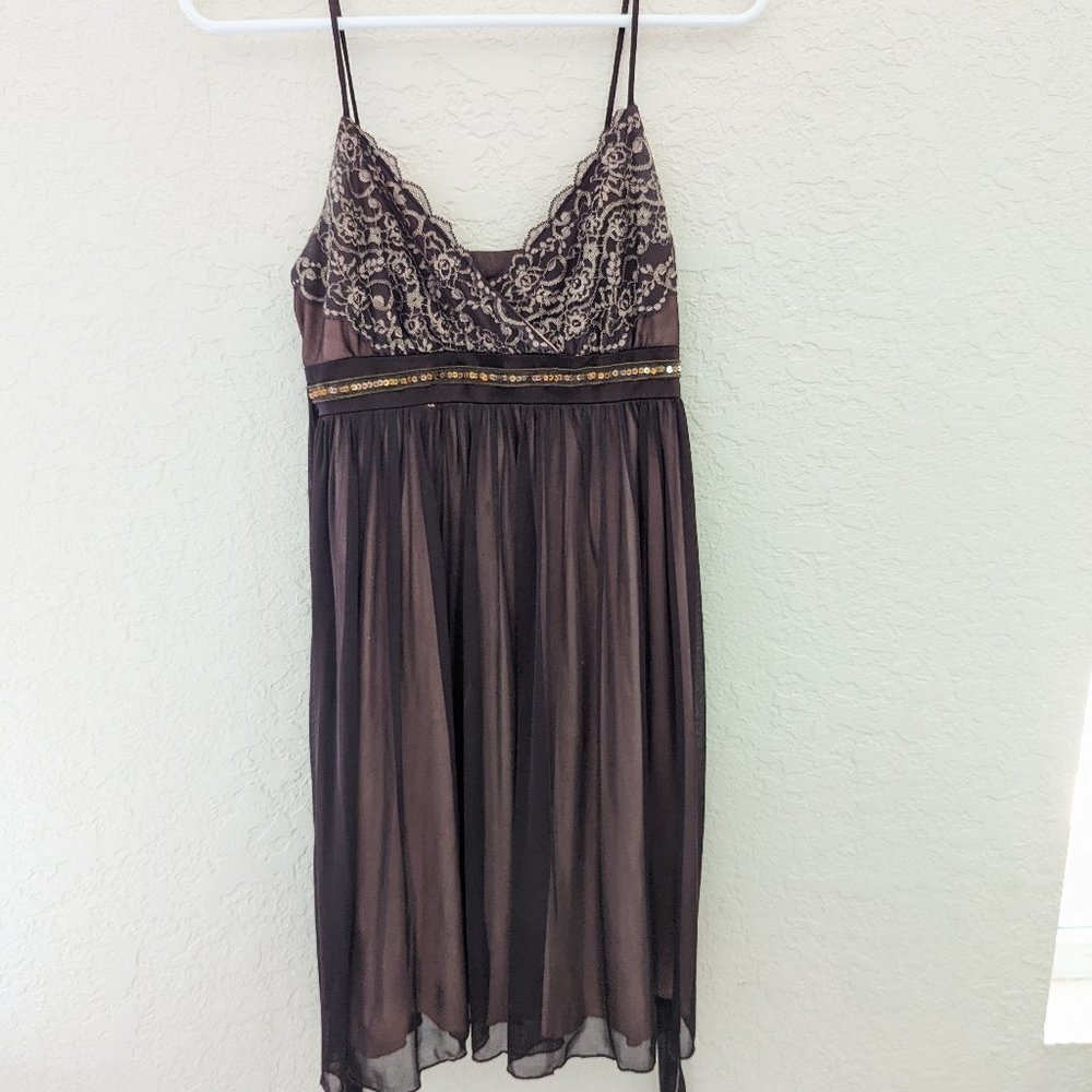 Teeze Me 90s Sheer Layered Pleated Prom Dress Size S
